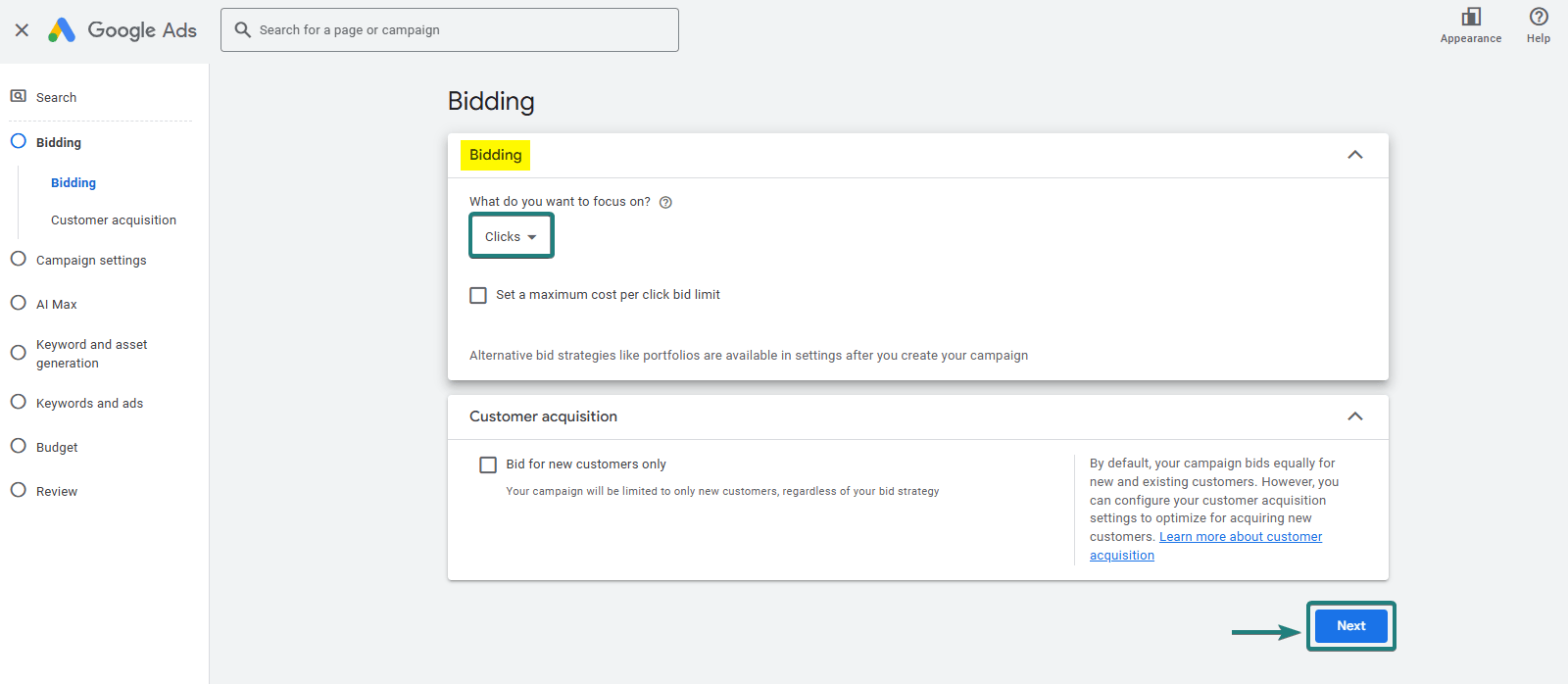 Clicks as Bidding Strategy