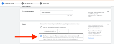 conversion value