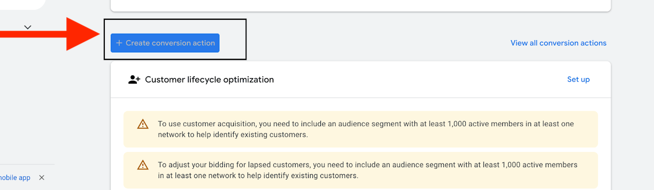 create conversion action