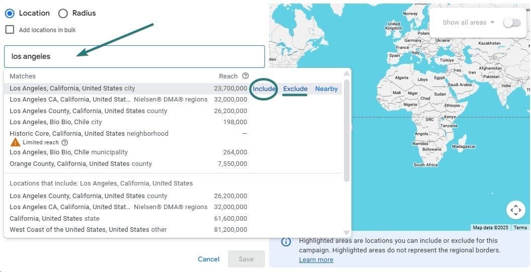 Exclude Locations