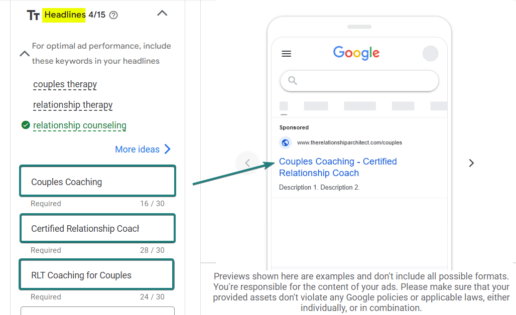 Headlines Ad Copy Sample