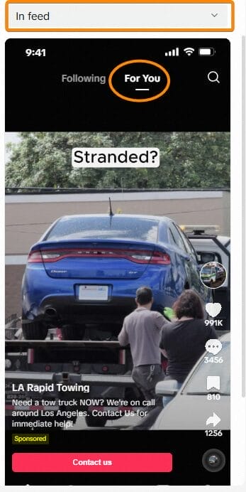In Feed Towing TikTok Ads