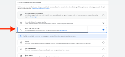 leads conversion goal