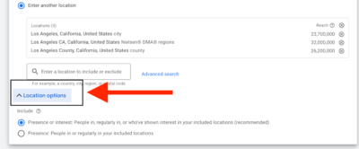 location options