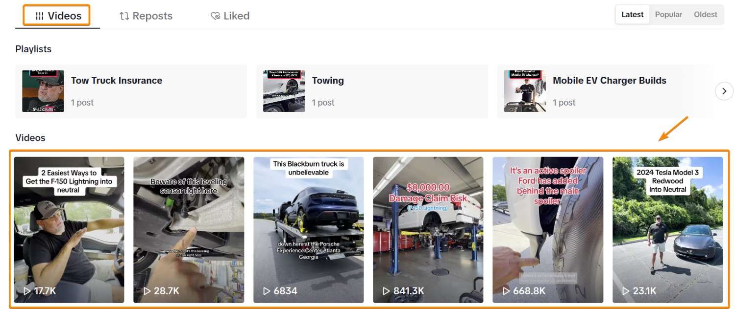 Towing Organic Videos