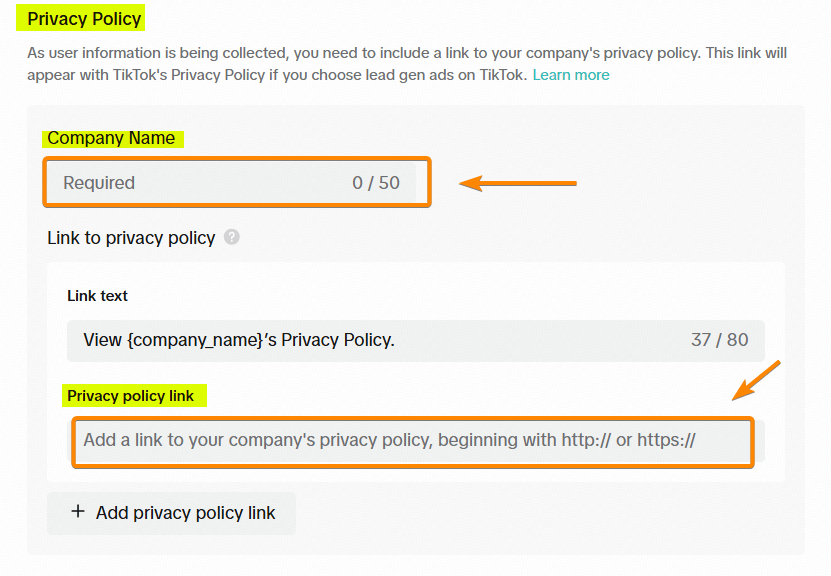 Privacy Policy Link