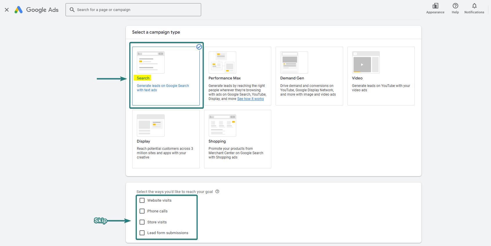 Search as Campaign Type