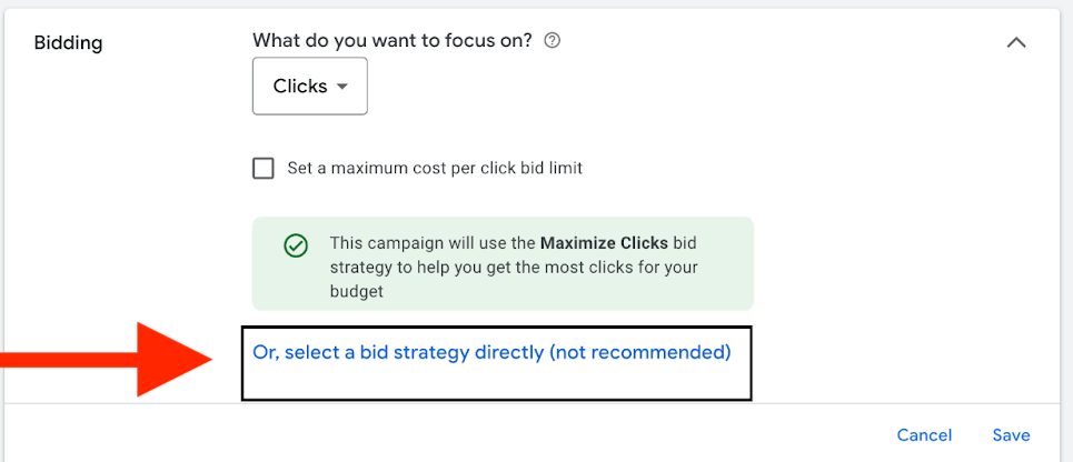select another bid strategy