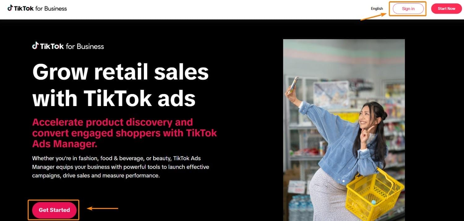 TikTok Ads Sign in