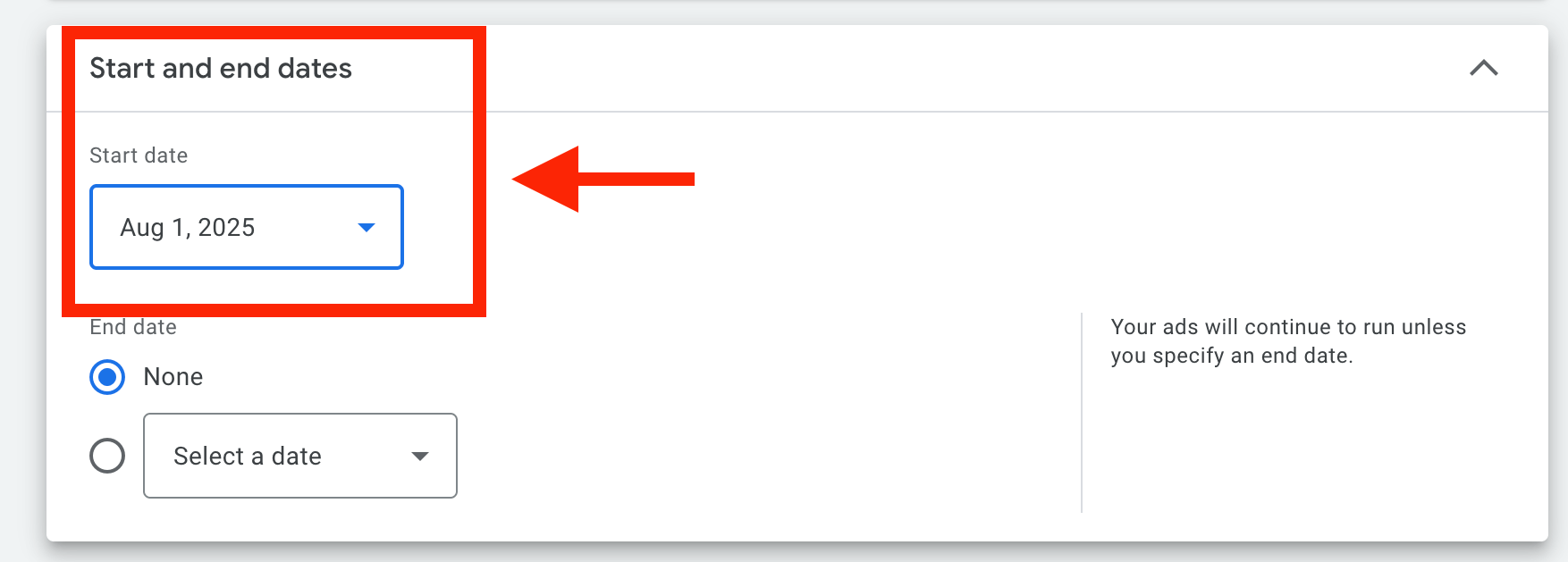 start and end date