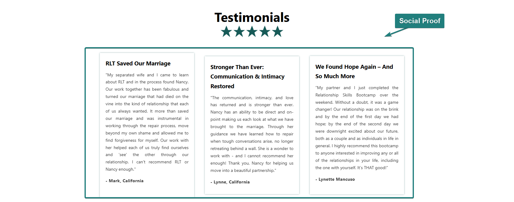 Landing Page Testimonials Sample