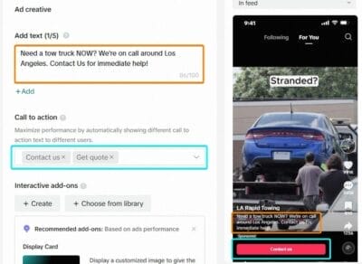 TikTok Ads for Towing Companies
