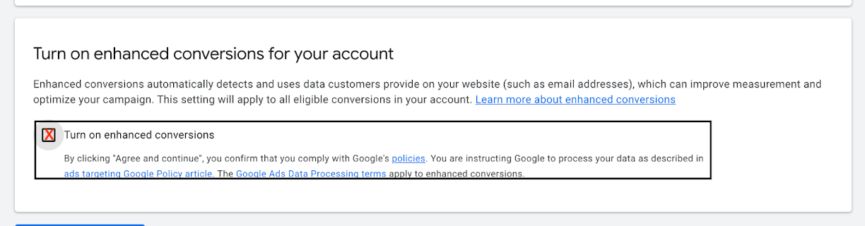  turn off enhanced conversions