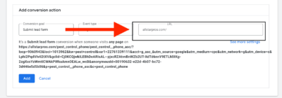 thank you page url