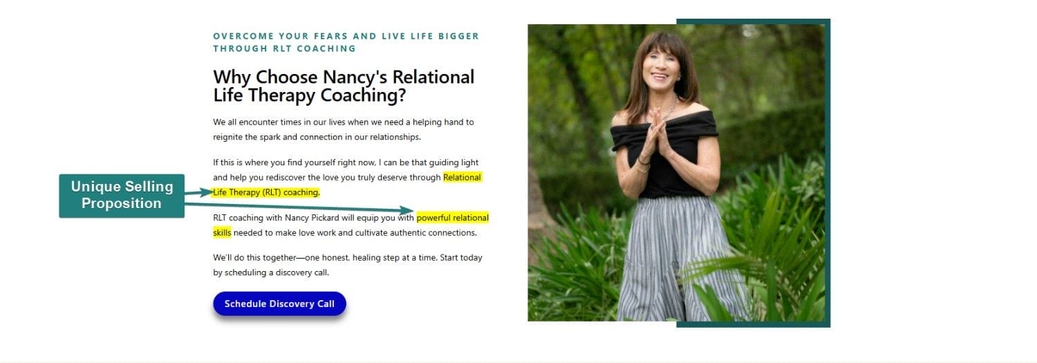 Landing Page Unique Selling Proposition Sample