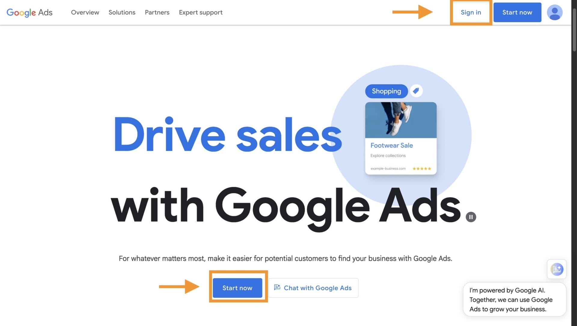 Google ads for immigration lawyer interface