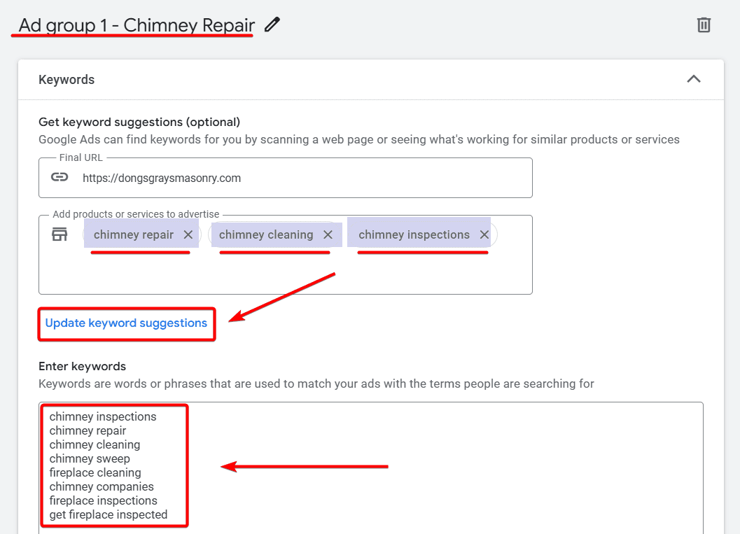 Masonry Services Ad Group 1