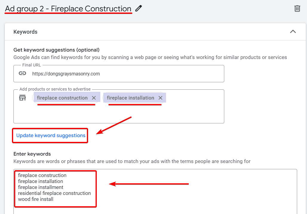 Masonry Services Ad Group 2