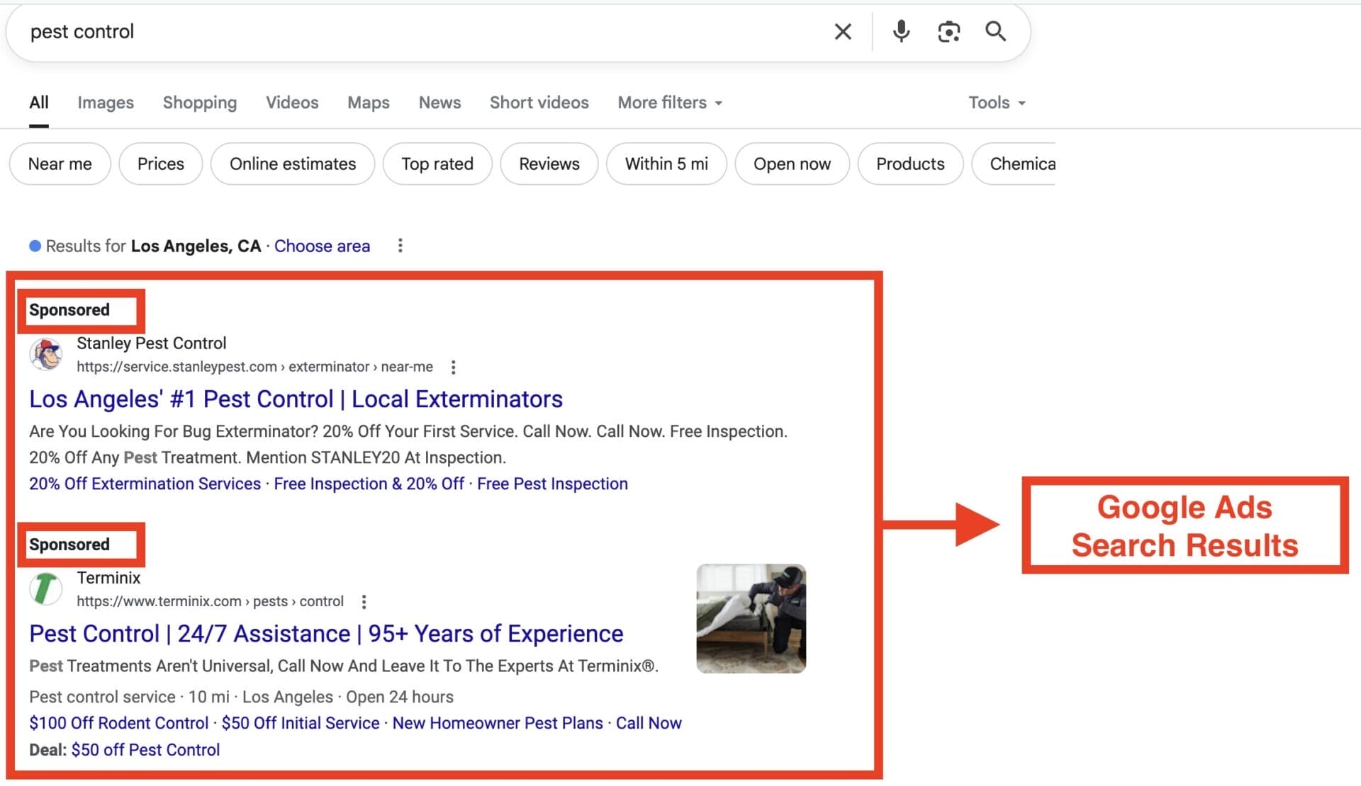google ads search results