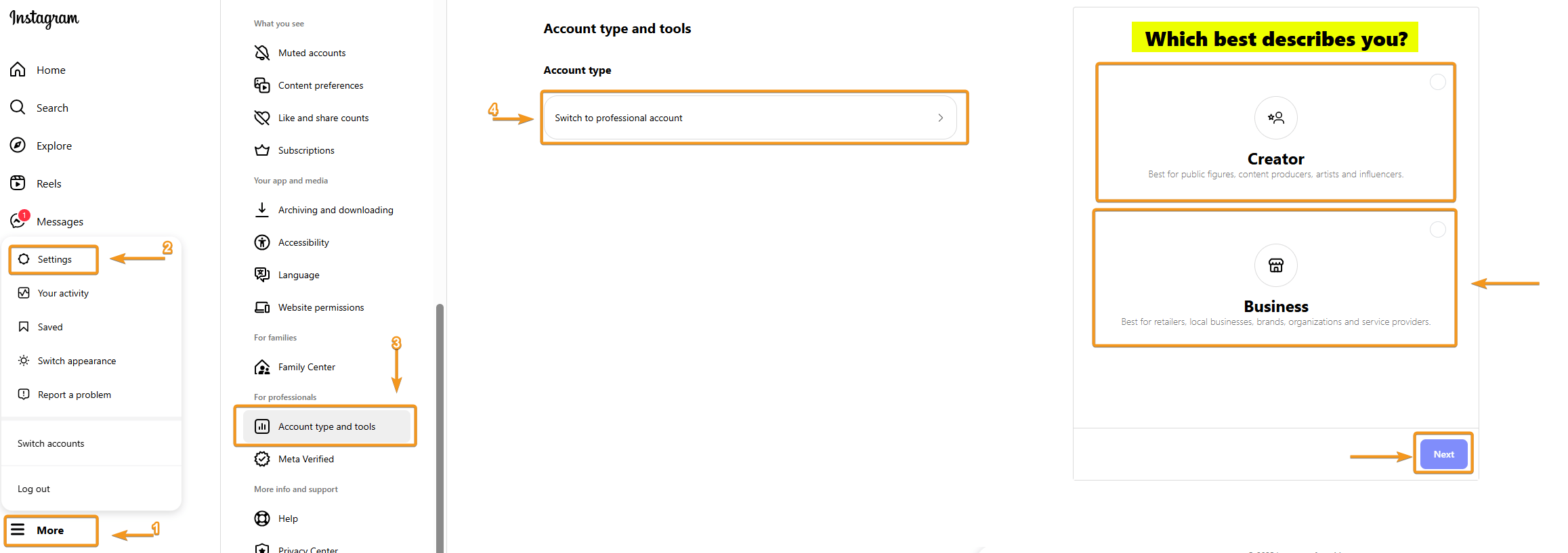 Switching to Professional Account
