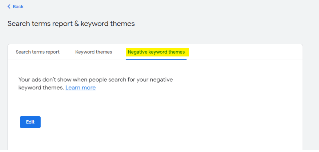 No Negative Keyword List