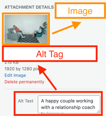 alt tag seo for relationship coach