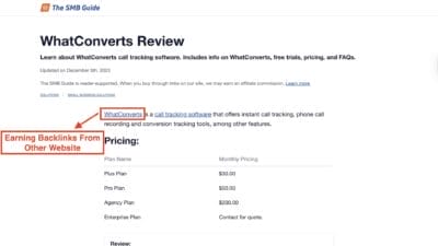 earning backlinks from other websites