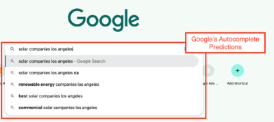 Google’s Autocomplete Predictions seo for solar companies