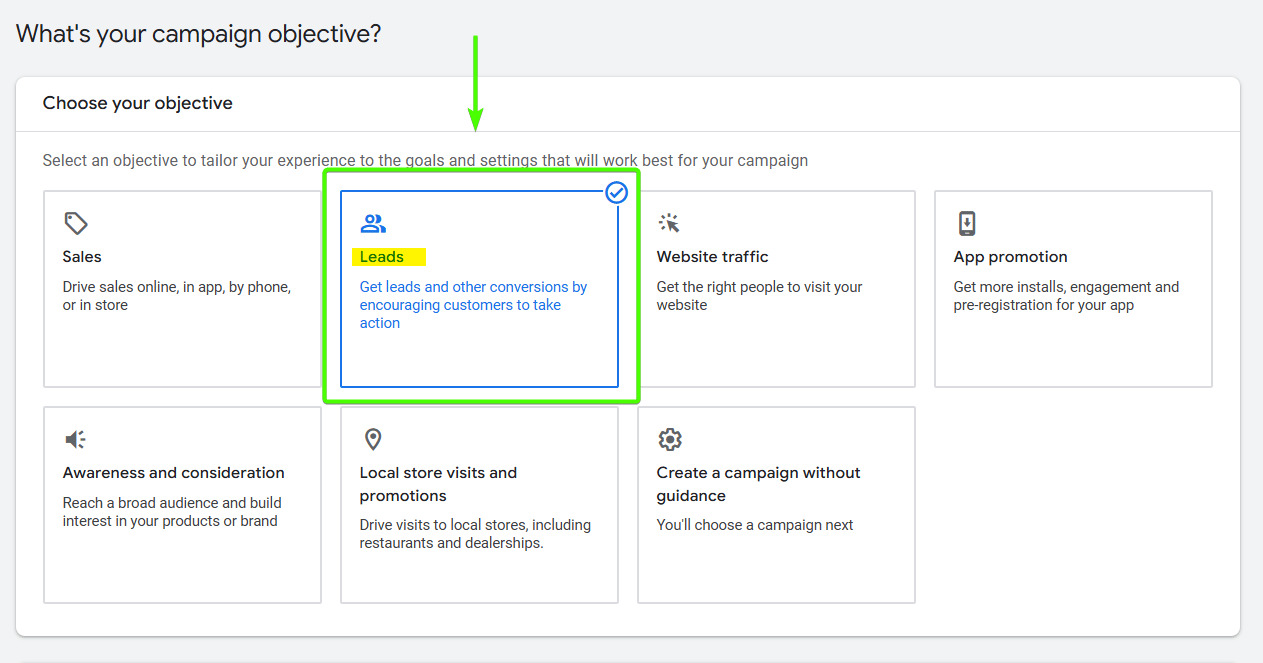 Leads as Campaign Objective