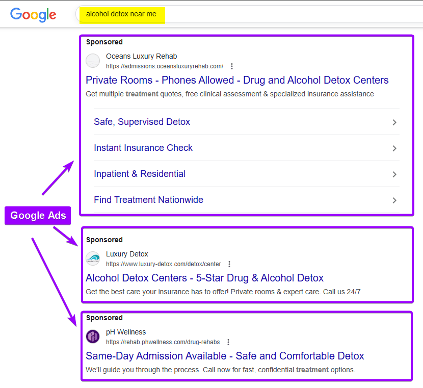 Top Results for Google Ads for Rehabilitation Centers