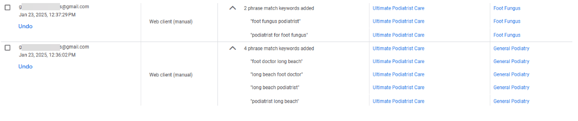 Negative Keywords for Podiatry Google Ads Campaign