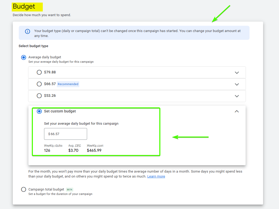 Google Ads Budget