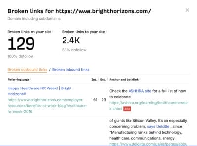 ahrefs broken link checker